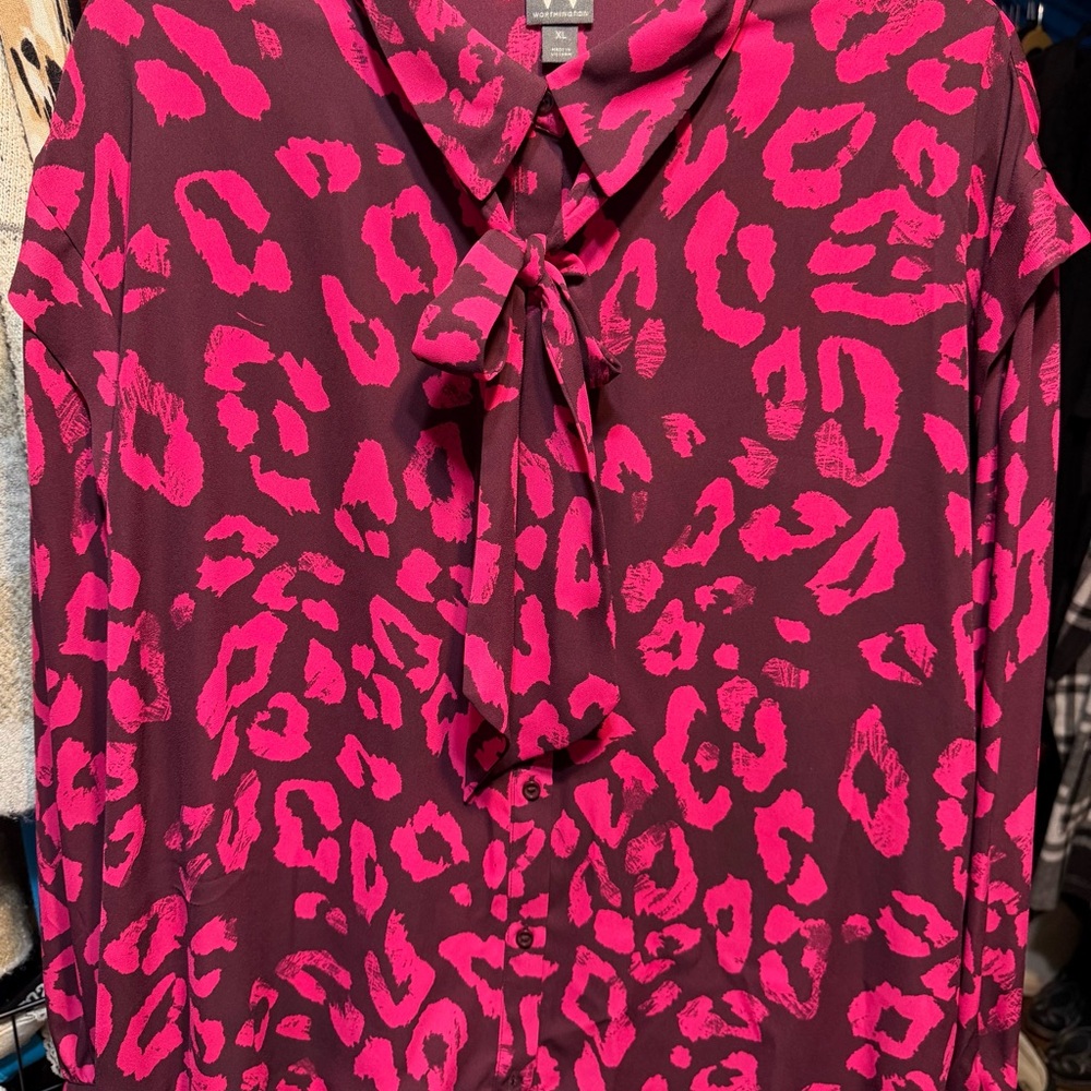 Worthington Magenta and Pink Animal Print Blouse